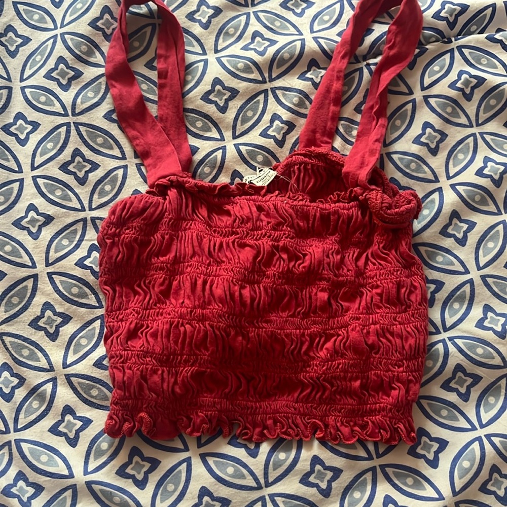 American Eagle ruched crop top pink